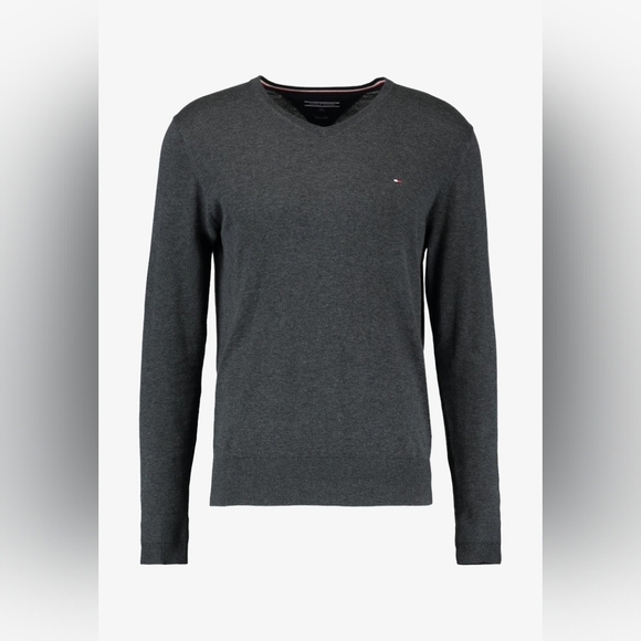 Tommy Hilfiger Other - Tommy Hilfiger Mens Gray V-Neck Sweater Long Sleeve Classic Preppy Y2K Medium
